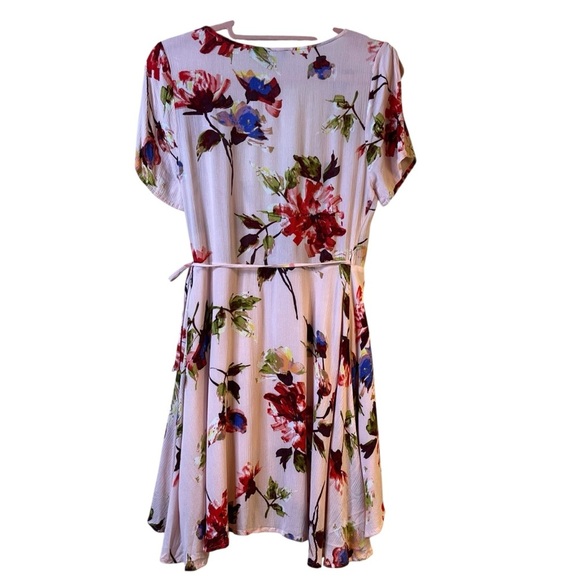 Lulus Cherished Love Wrap Mini Dress Blush Pink Floral Print - Picture 4 of 8